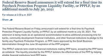 JBNotes On FED’s Extension of PPP, Economic Impact, and SBA’s Performance
